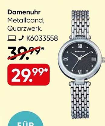 Damenuhr Metallband, Quarzwerk.