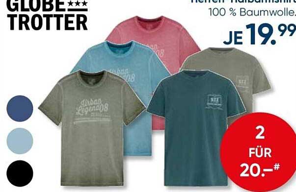 GLOBE TROTTER Herren-Halbarmshirts 100 % Baumwolle