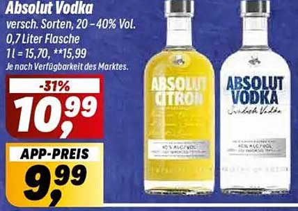 Absolut Vodka, 0,7 Liter Flasche, verschiedene Sorten