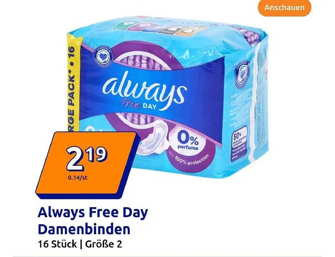 Always Free Day Damenbinden 16 Stück - Größe 2