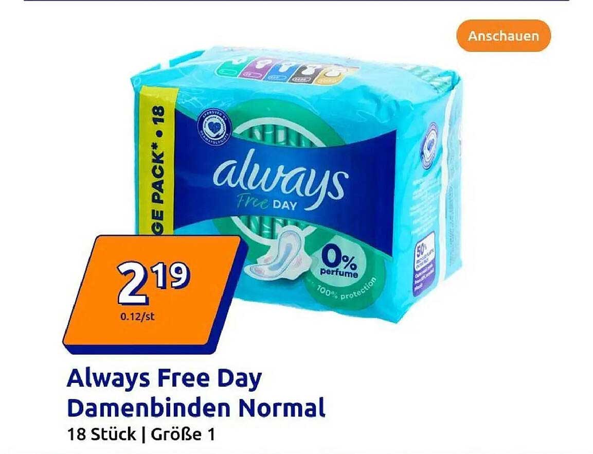 Always Free Day Damenbinden Normal – 18 Stück