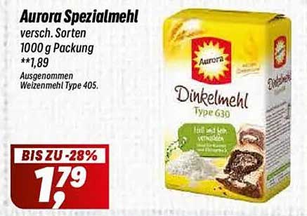 Aurora Spezialmehl 1000 g Packung - Dinkelmehl Type G30