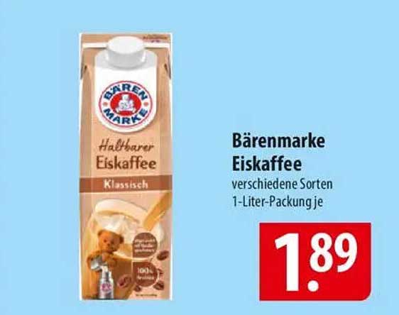 Bärenmarke Eiskaffee 1-Liter-Packung, verschiedene Sorten