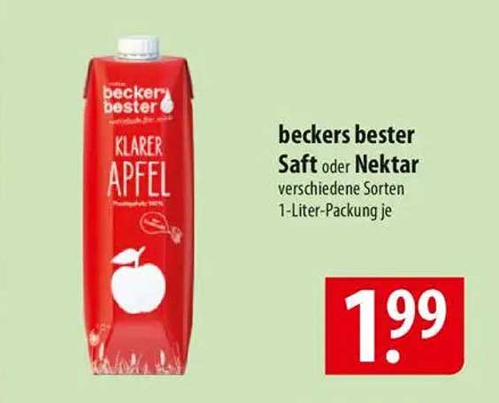 beckers bester Saft oder Nektar verschiedene Sorten 1-Liter-Packung je