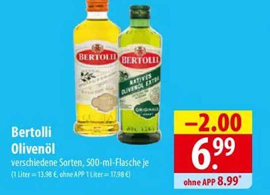 Bertolli Olivenöl, verschiedene Sorten, 500-ml-Flasche