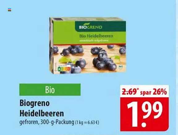 Biogreno Heidelbeeren, gefroren, 300-g-Packung