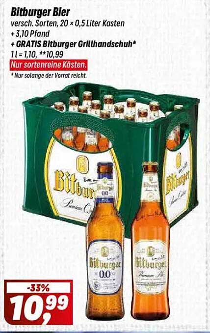 Bitburger Bier Kasten, 20 x 0,5 Liter