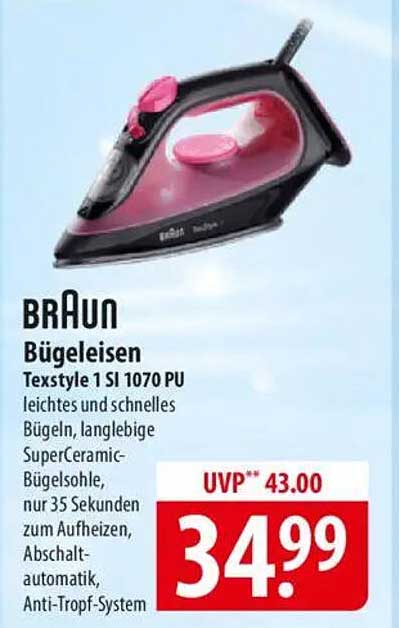 BRAUN Bügeleisen Texstyle 1 SI 1070 PU