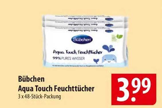 Bübchen Aqua Touch Feuchttücher 3 x 48-Stück-Packung