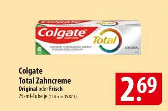 Colgate Total Zahnpasta - Original oder frisch 75 ml
