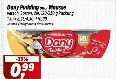 Dany Pudding oder Mousse 120/230 g