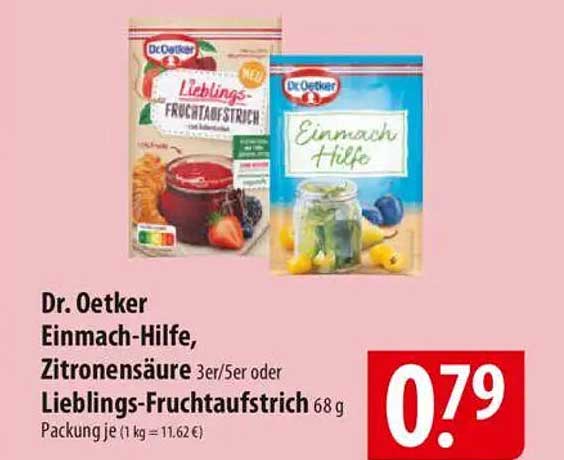 Dr. Oetker Einmach-Hilfe, Zitronensäure 3er/5er oder Lieblings-Fruchtaufstrich 68 g