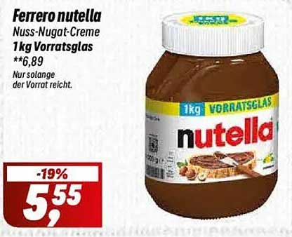Ferrero nutella Nuss-Nugat-Creme 1 kg Vorratsglas