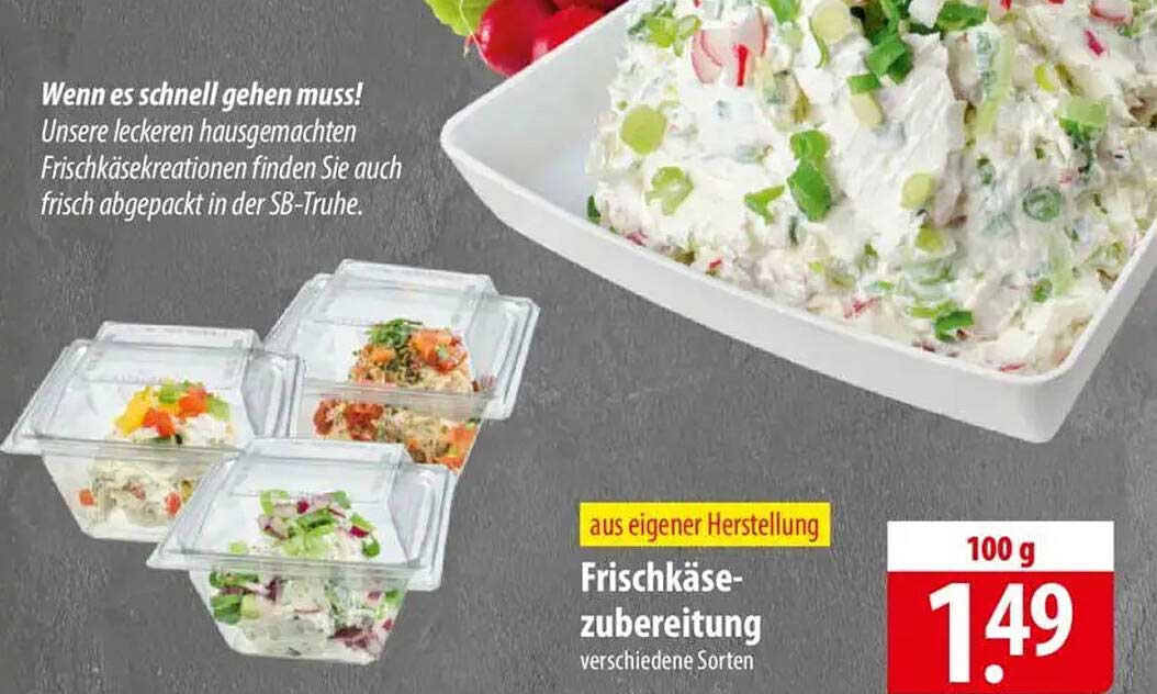 Frischkäse-Zubereitung verschiedene Sorten