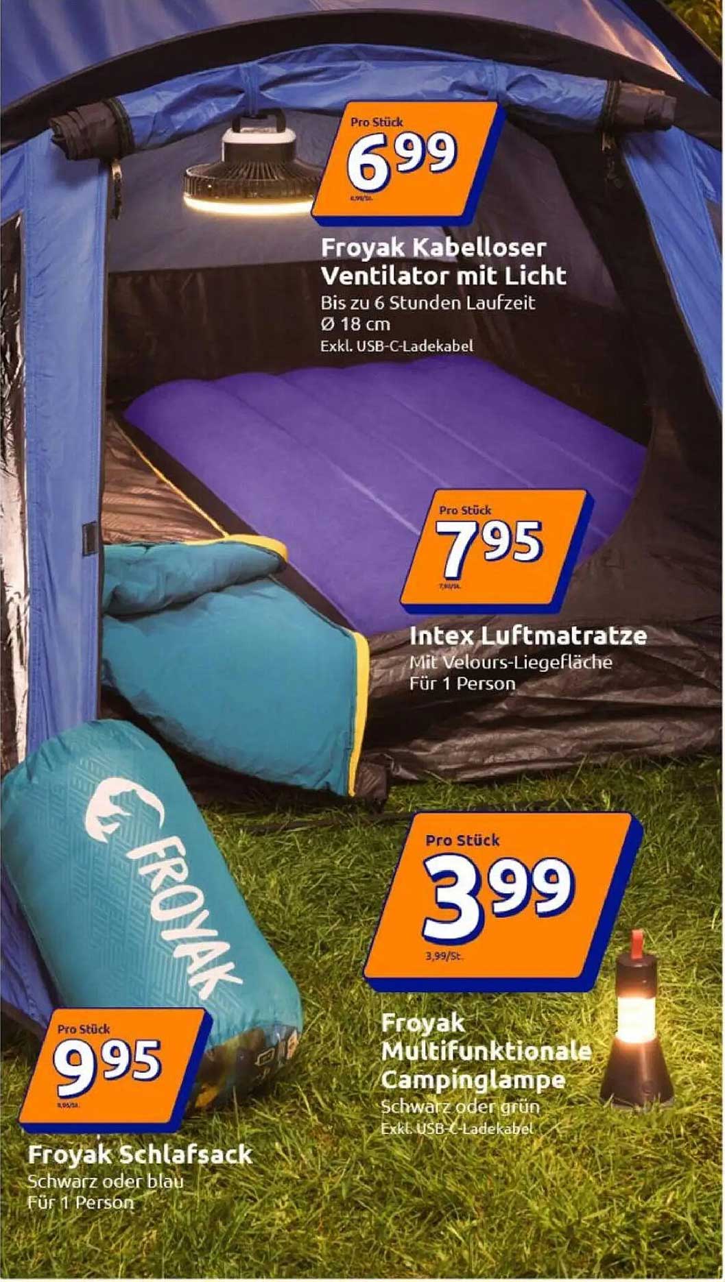 Froyak Kabelloser Ventilator mit Licht