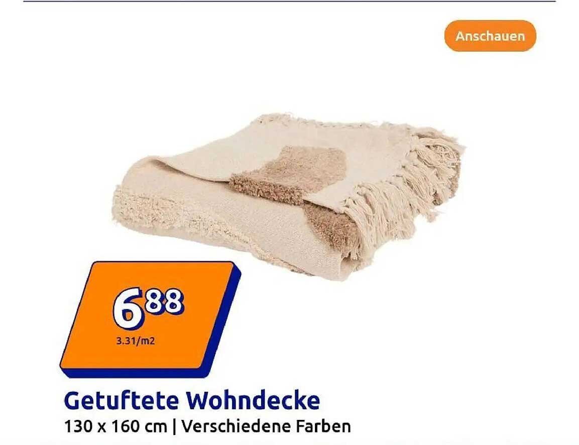 Getuftete Wohndecke 130 x 160 cm - verschiedene Farben