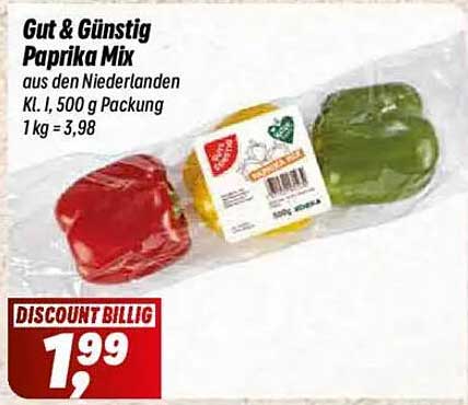 Gut & Günstig Paprika Mix aus den Niederlanden, 500 g Packung