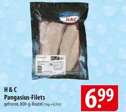 H & C Pangasius-Filets gefroren, 800-g-Beutel