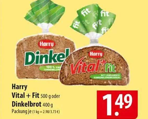 Harry Vital + Fit Dinkelbrot 500 g oder Dinkelbrot 400 g