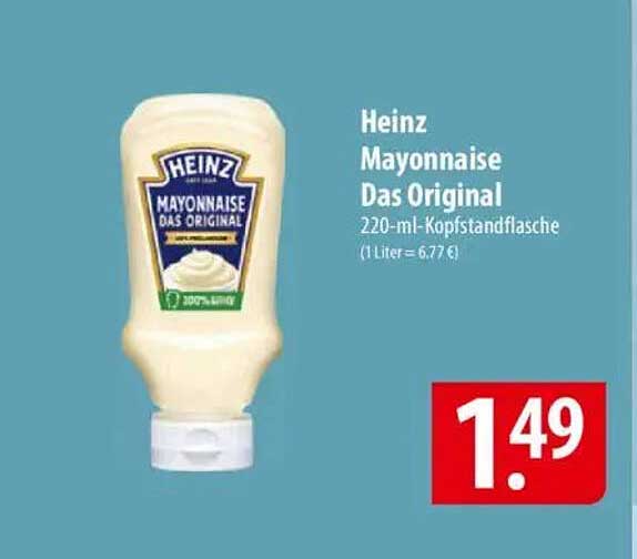 Heinz Mayonnaise Das Original 220-ml Kopfstandflasche