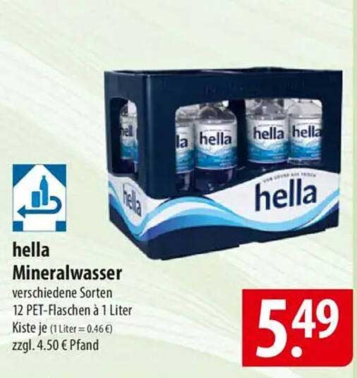hella Mineralwasser 12 PET-Flaschen à 1 Liter