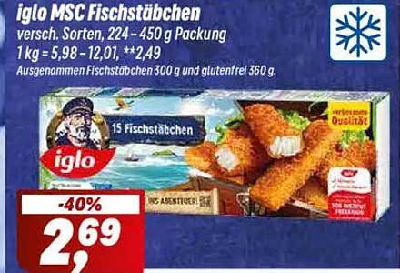 iglo MSC Fischstäbchen, verschiedene Sorten, 450 g Packung
