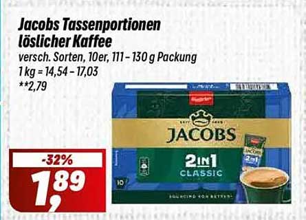 Jacobs Tassenportionen löslicher Kaffee