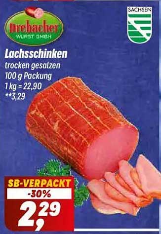 Lachsschinken trocken gesalzen, 100 g Packung