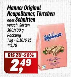 Manner Original Neapolitaner, Törtchen oder Schnitten, verschiedene Sorten, 300/400 g