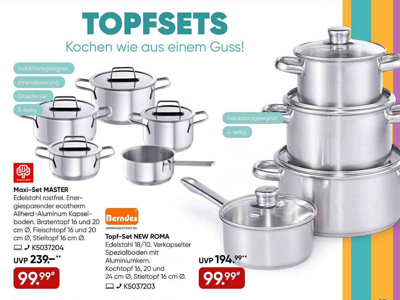 Maxi-Set MASTER und Topf-Set NEW ROMA – Kochen wie aus einem Guss!