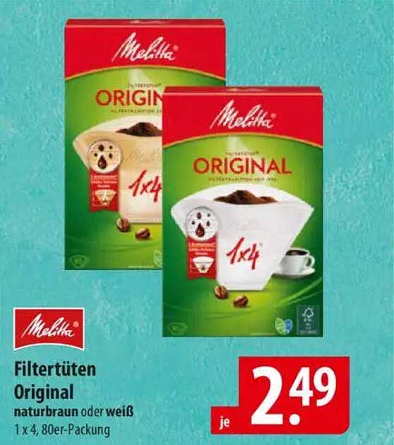 Melitta Filtertüten Original 1 x 4, 80er-Packung