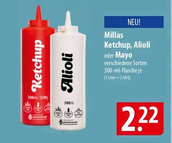 Millas Ketchup, Alioli oder Mayo, 300-ml-Flasche