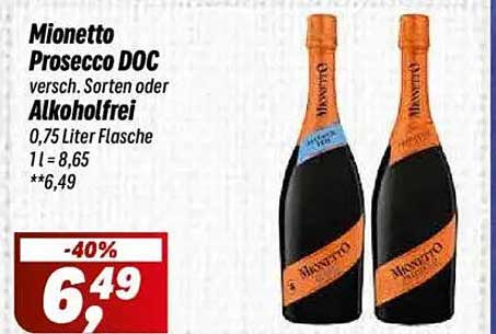 Mionetto Prosecco DOC - 0,75 Liter Flasche