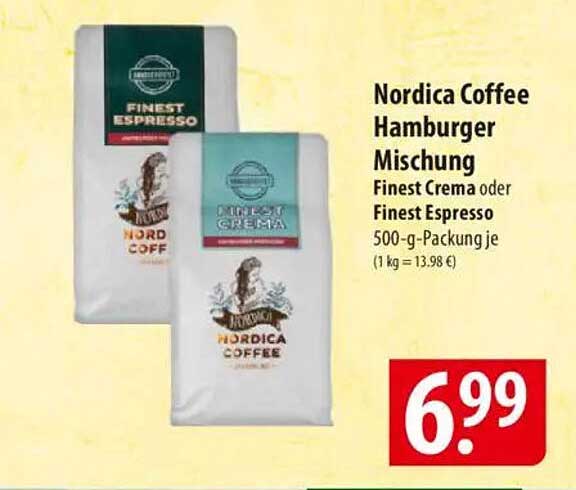 Nordica Coffee Hamburger Mischung - Finest Crema oder Finest Espresso