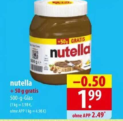 Nutella + 50 g gratis – 500-g-Glas