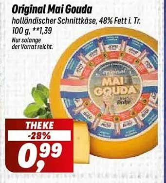 Original Mai Gouda - holländischer Schnittkäse, 48% Fett i. Tr.