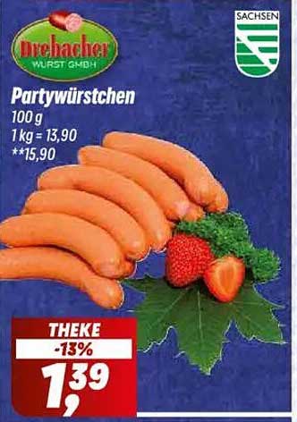 Partywürstchen von Drehacher – 100 g zum besten Preis!
