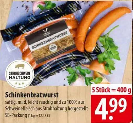 Schinkenbratwurst - Saftig und lecker aus Strohhaltung