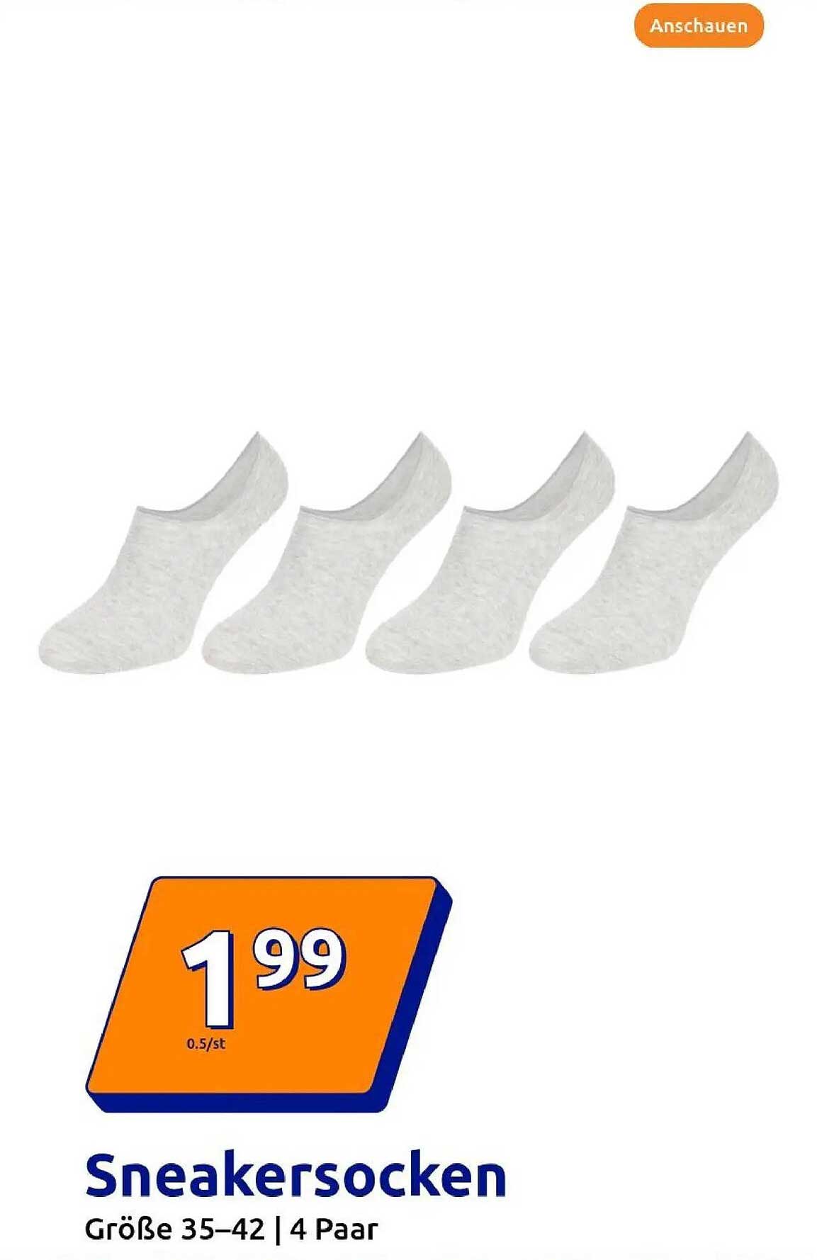 Sneakersocken Größe 35–42 | 4 Paar