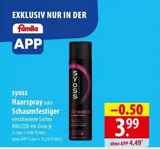 Syoss Haarspray oder Schaumfestiger 400/250-ml-Dose