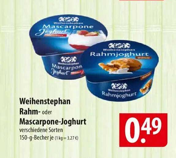 Weihenstephan Rahm- oder Mascarpone-Joghurt 150-g-Becher