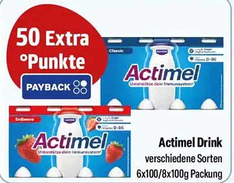 Actimel Drink verschiedene Sorten 6x100/8x100g Packung