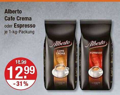 Alberto Cafe Crema oder Espresso je 1-kg-Packung
