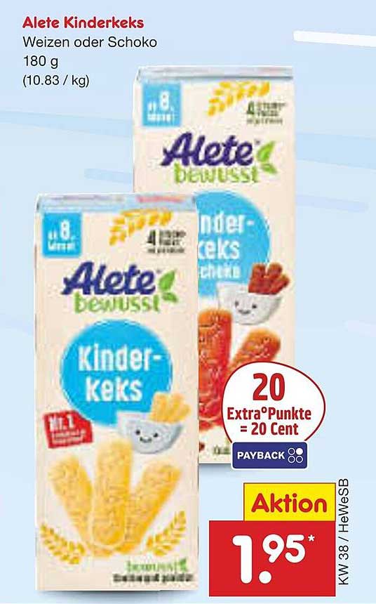 Alete Kinderkeks Weizen oder Schoko 180 g