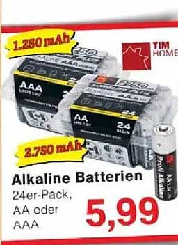 Alkaline Batterien 24er-Pack, AA oder AAA