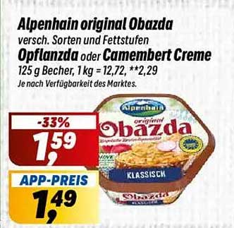 Alpenhain original Obazda 125 g Becher - Klassisch oder Camembert Creme
