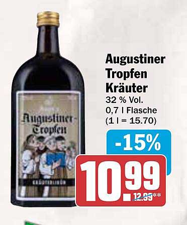 Augustiner Tropfen Kräuter 0,7 l Flasche - 15% Rabatt!