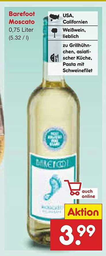 Barefoot Moscato 0,75 Liter, lieblich