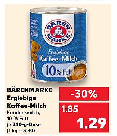 BÄRENMARKE Ergiebige Kaffee-Milch 10 % Fett – 340-g-Dose