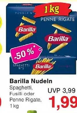 Barilla Nudeln, Spaghetti, Fusilli oder Penne Rigate, 1 kg